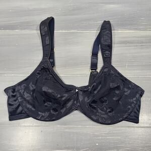 Vintage Sears Bra Underwire Black Floral 38C